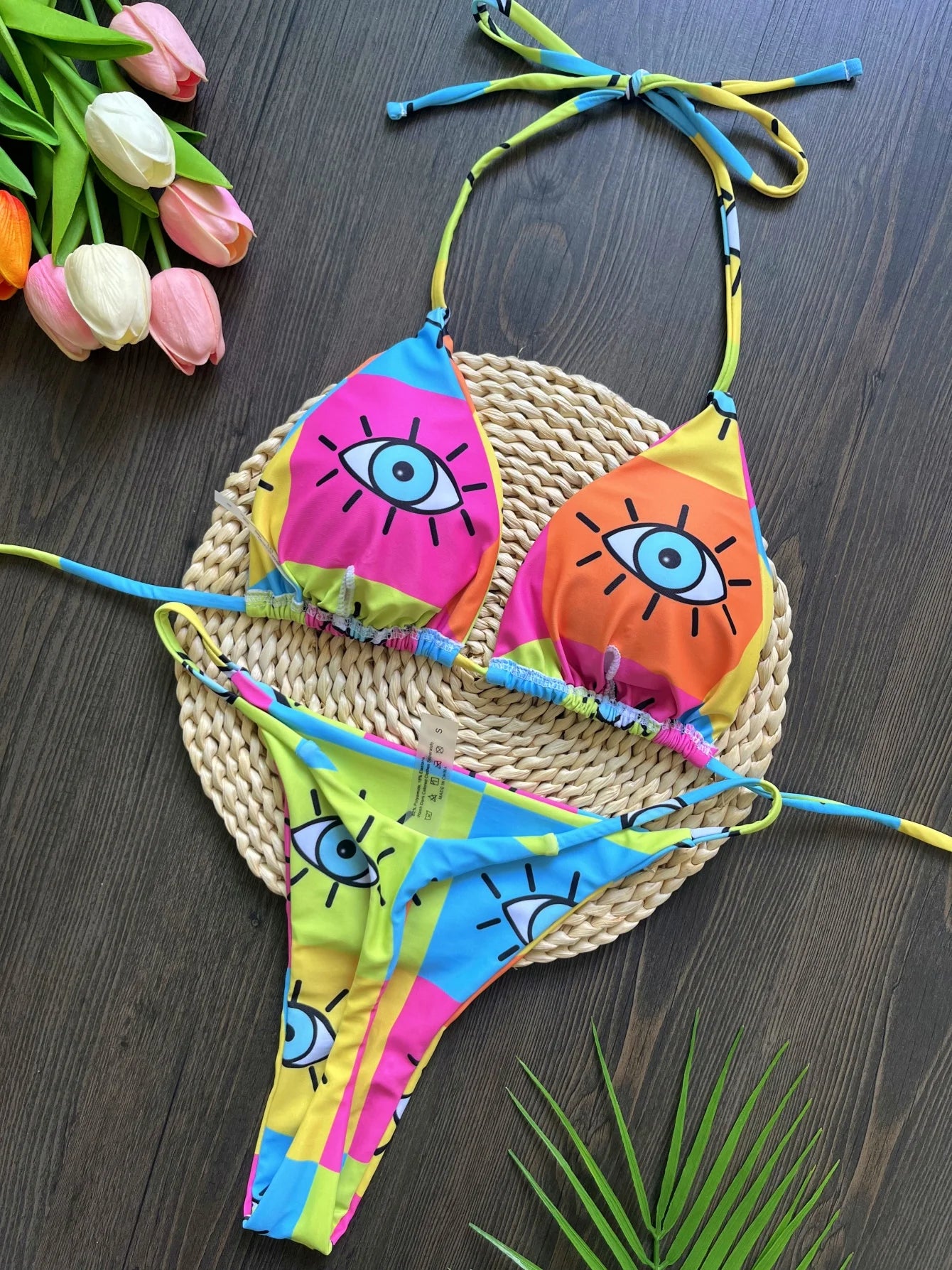 New Bright Sexy Print Bikini Set Triangle Halter Brazilian