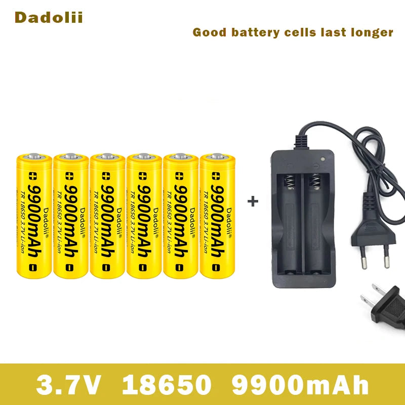 18650 Battery Rechargeable Battery 3.7V 18650 9900mAh Capacity Li-ion Rechargeable Battery For Flashlight Torch Battery+Charger