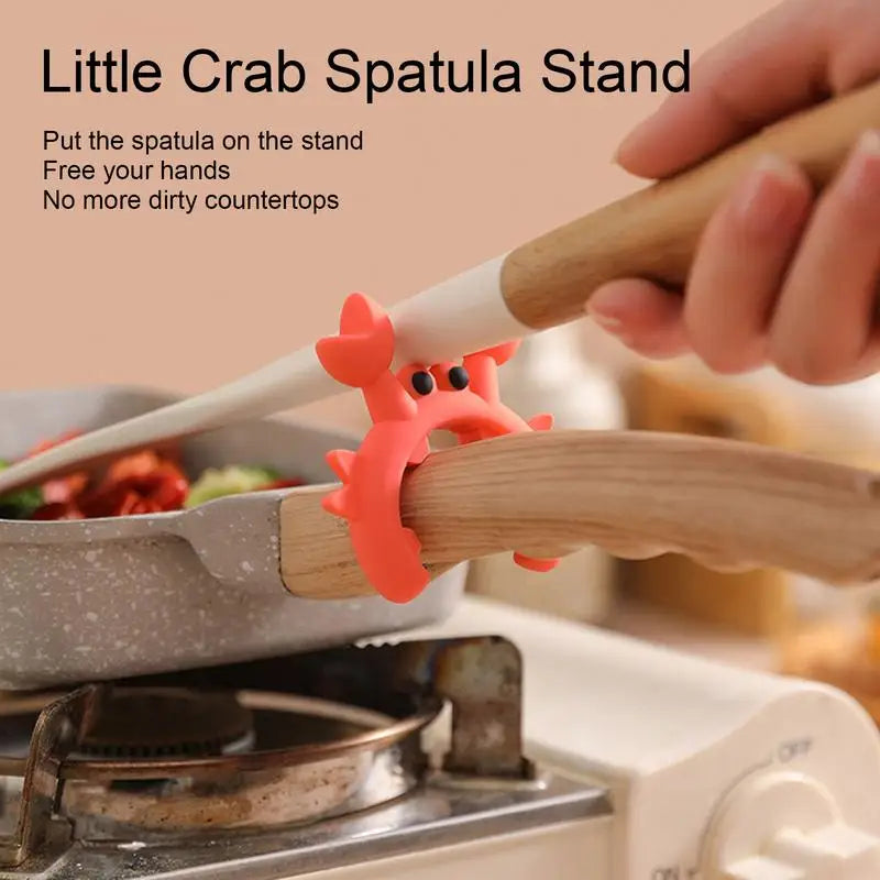 Utensil Rest Crab Shaped Silicone Utensil Rest Countertop Ladle Holder Anti-Overflow Stove Top Spatula Holder Kitchen Gadget