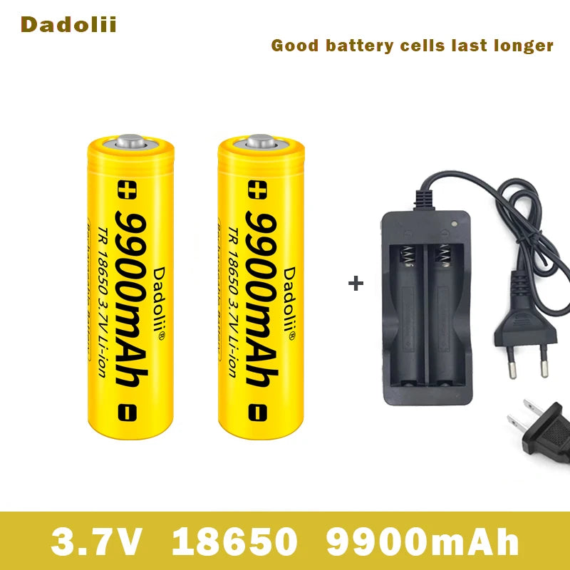 18650 Battery Rechargeable Battery 3.7V 18650 9900mAh Capacity Li-ion Rechargeable Battery For Flashlight Torch Battery+Charger