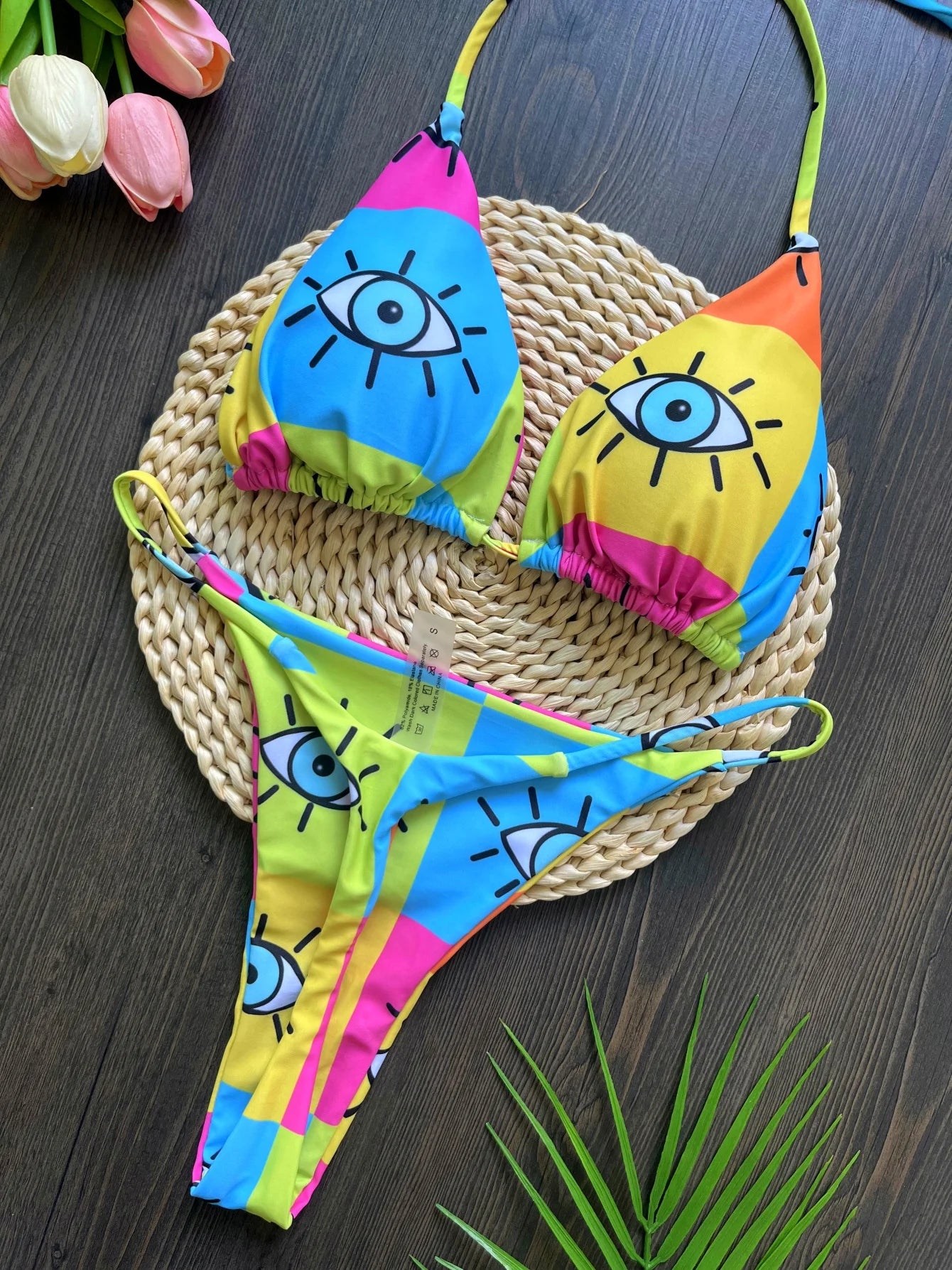 New Bright Sexy Print Bikini Set Triangle Halter Brazilian