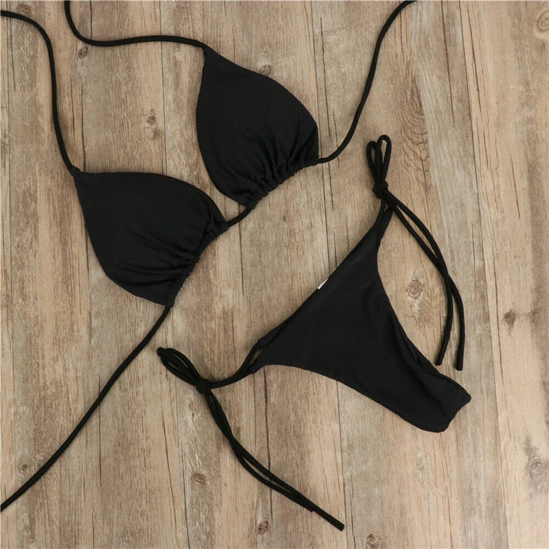 Brazilian Bikini Set Push-up Padded Bra Thong Two Pieces