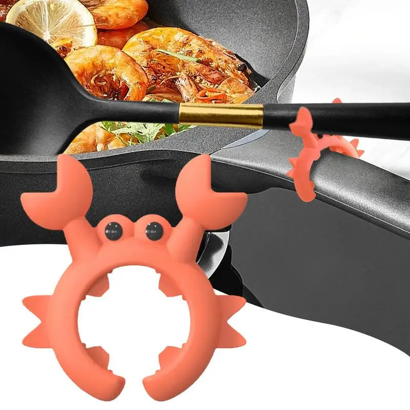 Utensil Rest Crab Shaped Silicone Utensil Rest Countertop Ladle Holder Anti-Overflow Stove Top Spatula Holder Kitchen Gadget