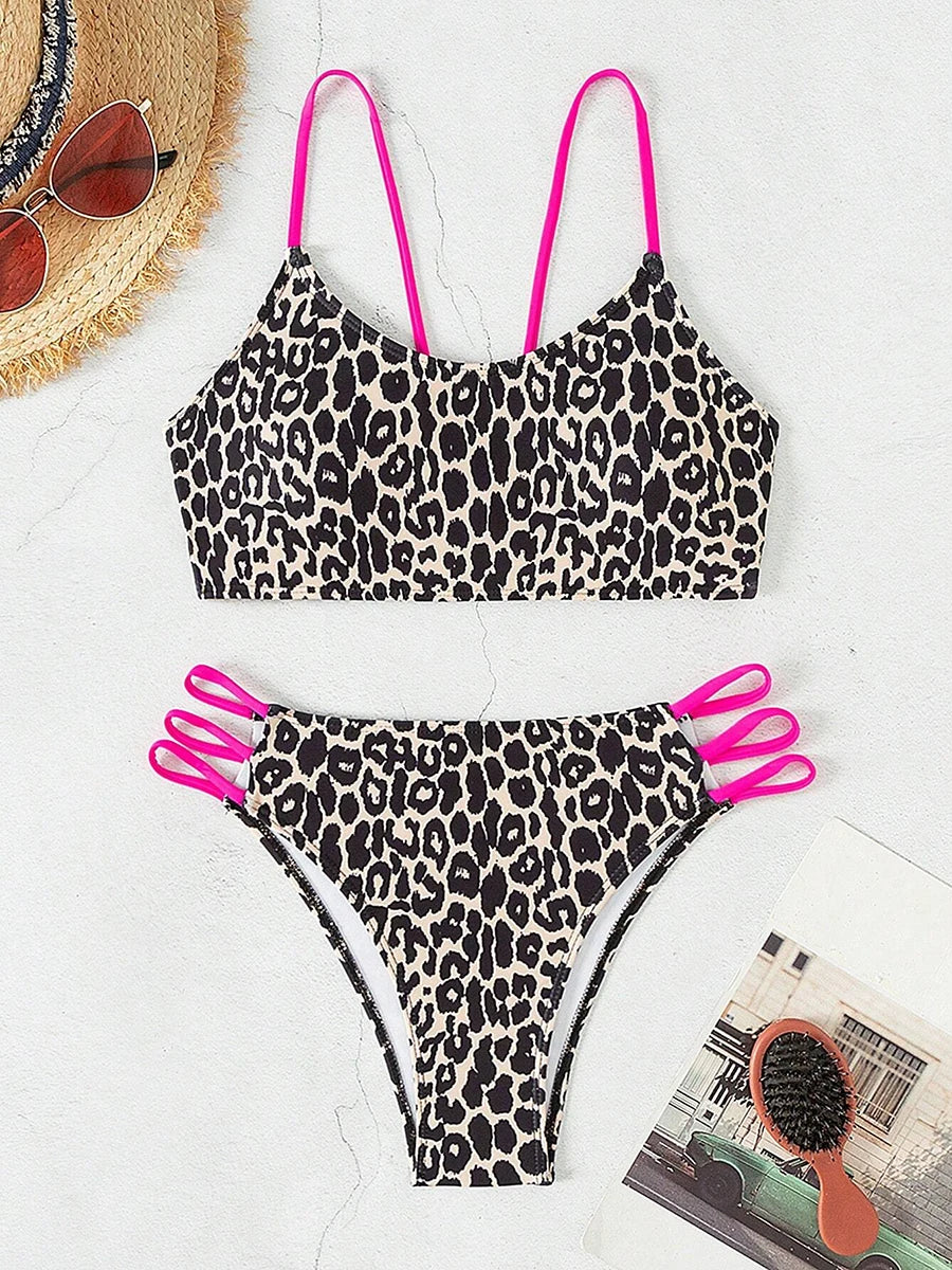 Sexy Leopard Micro Bikini 2025 Women Swimsuit Female Swimwear High Waist